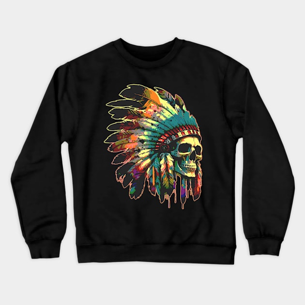 Rising from the Ashes - Feathered Dream Skull Crewneck Sweatshirt by GozuDesigns